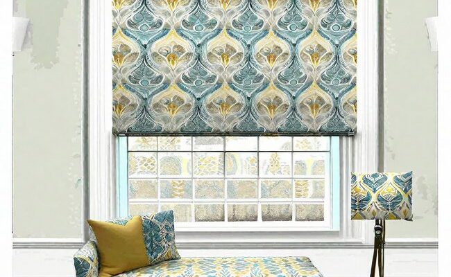 Damask Roman shade