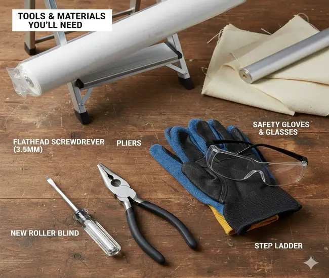 Tools & materials for spring tension on roller blind