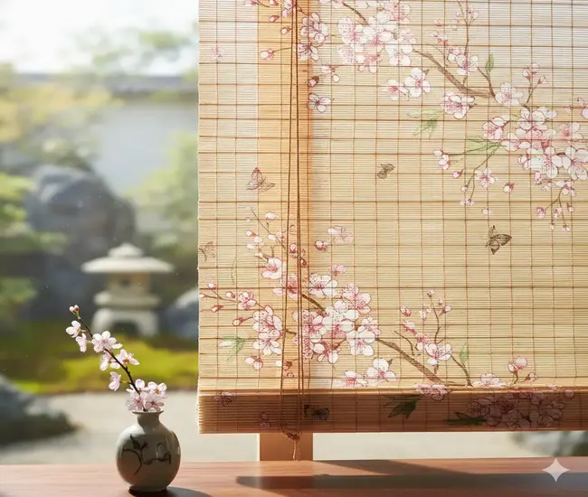 Floral Printed Bamboo Blinds