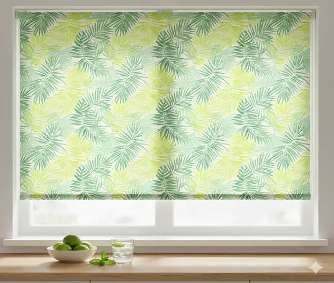 Palm Leaf Sage Green Roller Blinds
