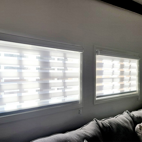 Zebra Light Filtering Roller Shades Double Window
